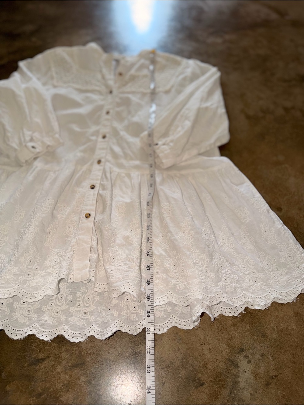 Zara White Eyelet Embroidered Peplum Tunic Blouse Medium - Picture 7 of 10